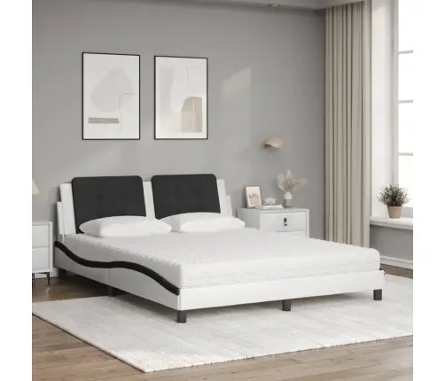 Voodi Madratsiga Zadar, Valge Ja Must, 160X200 cm Kunstnahk