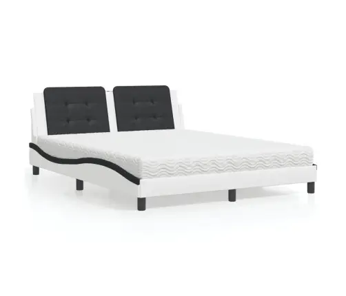 Voodi Madratsiga Zadar, Valge Ja Must, 160X200 cm Kunstnahk