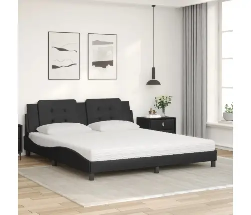 Voodi Koos Madratsiga Zadar, Must, 180X200, Kunstnahk