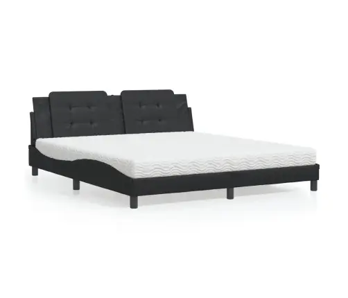 Voodi Koos Madratsiga Zadar, Must, 180X200, Kunstnahk