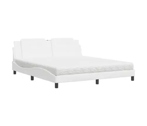 Gulta Ar Matraci, Balta, 180X200 Cm, Mākslīgā Āda Vidaxl