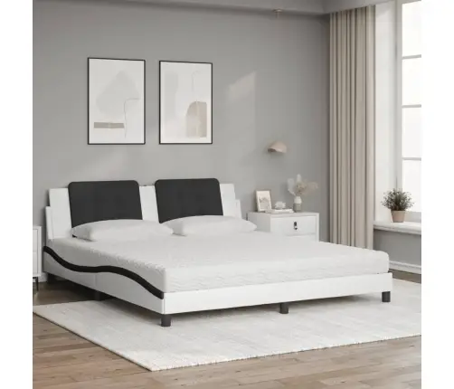 Gulta Ar Matraci, Balta Un Melna, 180X200 Cm, Mākslīgā Āda Vidaxl