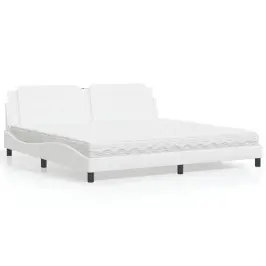 Gulta Ar Matraci, Zadar, Balta, 200X200 Cm, Mākslīgā Āda Vidaxl