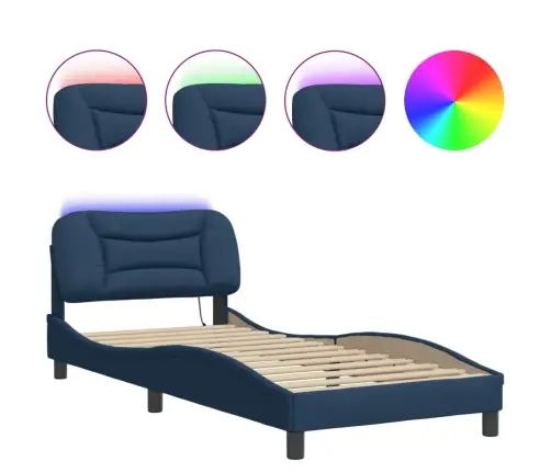 Lovos Rėmas Su Led Be Čiužinio, Hvar, Mėlynas, 80X200 cm Audinys