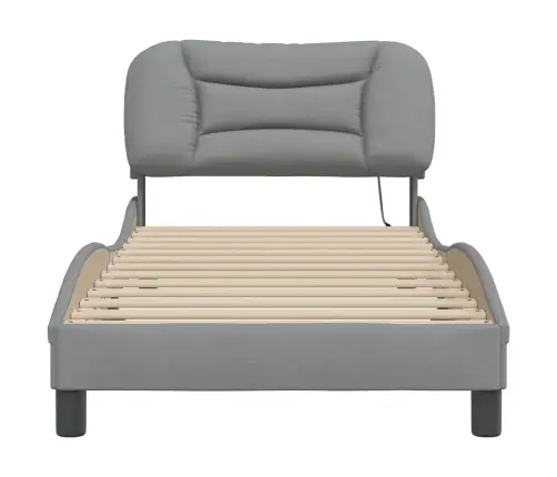 Gultas Rāmis Ar Led Bez Matrača, Gaiši Pelēks, 90X190Cm, Audums Vidaxl