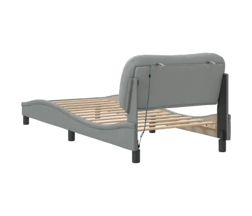 Gultas Rāmis Ar Led Bez Matrača, Gaiši Pelēks, 90X190Cm, Audums Vidaxl