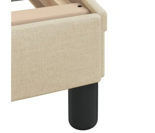 Gultas Rāmis Ar Led, Krēmkrāsa, 90X190 Cm, Audums Vidaxl