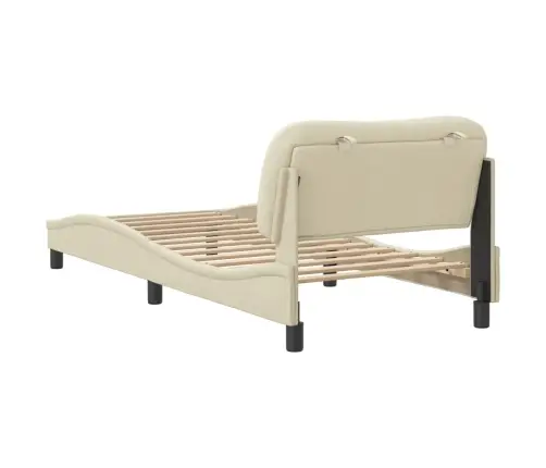 Gultas Rāmis Ar Led, Krēmkrāsa, 90X190 Cm, Audums Vidaxl