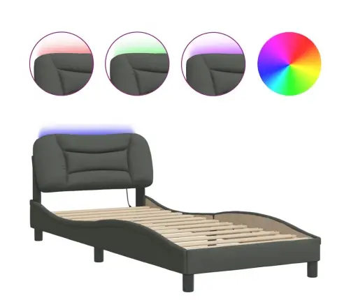 Lovos Rėmas Su Led Be Čiužinio, Hvar, Tamsiai Pilkas, 90X200 Cm