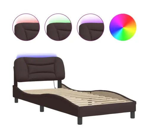 Lovos Rėmas Su Led Be Čiužinio, Hvar, Tamsiai Rudas, 90X200 Cm