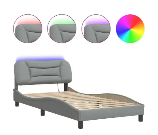 Gultas Rāmis Ar Led Bez Matrača, Gaiši Pelēks, 100X200 Cm Vidaxl