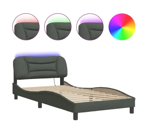 Gultas Rāmis Ar Led Bez Matrača, Tumši Pelēks, 100X200 Cm Vidaxl