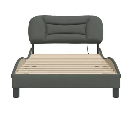 Gultas Rāmis Ar Led Bez Matrača, Tumši Pelēks, 100X200 Cm Vidaxl