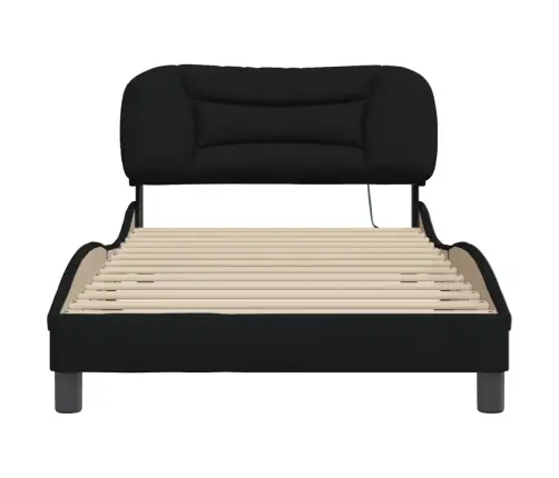 Gultas Rāmis Ar Led Bez Matrača, Melns, 100X200 Cm, Audums Vidaxl