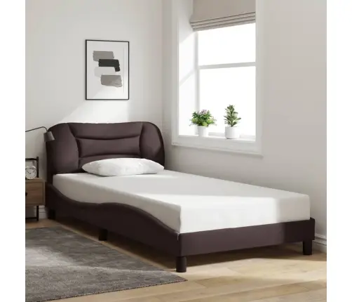 Gultas Rāmis Ar Led Bez Matrača, Tumši Brūns, 100X200Cm, Audums Vidaxl
