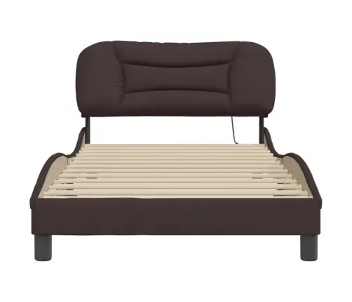 Gultas Rāmis Ar Led Bez Matrača, Tumši Brūns, 100X200Cm, Audums Vidaxl