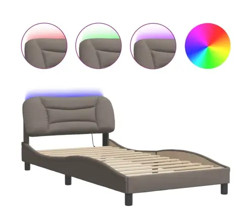Gultas Rāmis Ar Led Bez Matrača, Pelēkbrūns, 100X200 Cm, Audums Vidaxl