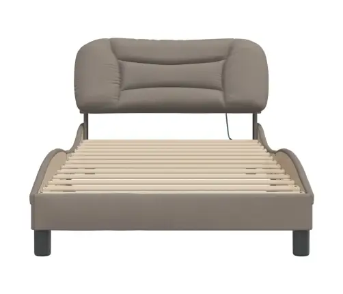Gultas Rāmis Ar Led Bez Matrača, Pelēkbrūns, 100X200 Cm, Audums Vidaxl