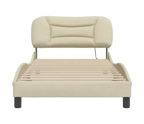 Gultas Rāmis Ar Led Bez Matrača, Krēmkrāsas, 100X200 Cm, Audums Vidaxl