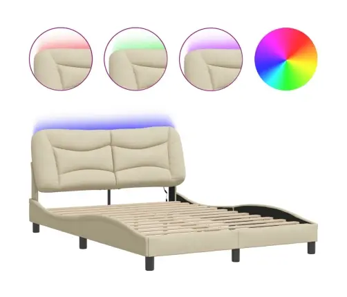 Voodiraam Led-Iga Ilma Madratsita Hvar, Kreem, 120X200 cm Kangas