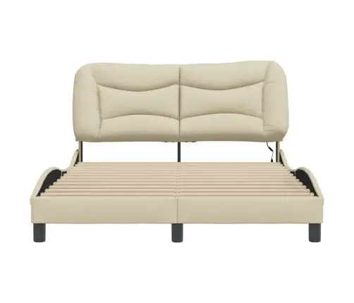 Gultas Rāmis Ar Led Bez Matrača, Krēmkrāsas, 140X190 Cm, Audums Vidaxl