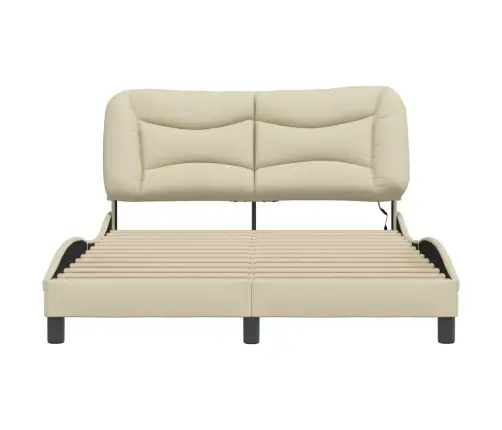 Gultas Rāmis Ar Led Bez Matrača, Krēmkrāsas, 140X200 Cm, Audums Vidaxl