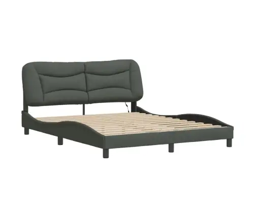 Gultas Rāmis Ar Led Bez Matrača, Tumši Pelēks, 160X200 Cm Vidaxl