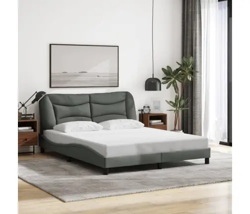 Gultas Rāmis Ar Led Bez Matrača, Tumši Pelēks, 160X200 Cm Vidaxl