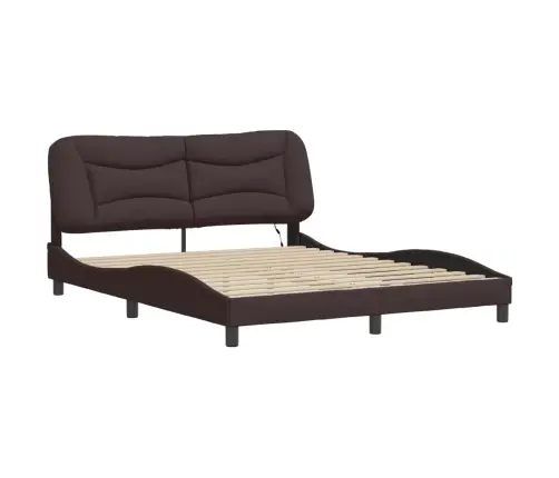 Gultas Rāmis Ar Led, Tumši Brūns, 160X200 Cm, Audums Vidaxl