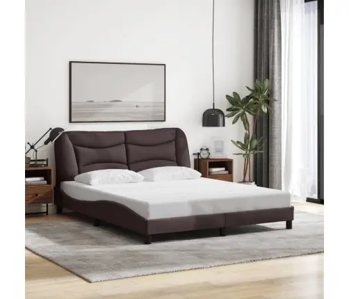 Gultas Rāmis Ar Led, Tumši Brūns, 160X200 Cm, Audums Vidaxl