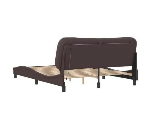 Gultas Rāmis Ar Led, Tumši Brūns, 160X200 Cm, Audums Vidaxl