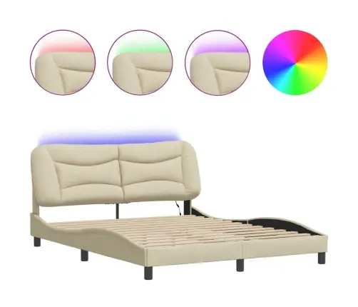 Lovos Rėmas Su Led Be Čiužinio, Hvar, Kreminės Spalvos, 160X200cm Audinys