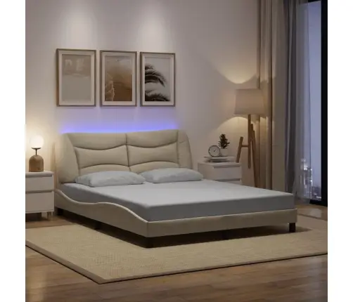 Lovos Rėmas Su Led Be Čiužinio, Hvar, Kreminės Spalvos, 160X200cm Audinys