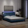 Gultas Rāmis Ar Led, Zils, 160X200 Cm, Audums Vidaxl Gultas Rāmis Ar Led, Zils, 160X200 Cm, Audums Vidaxl