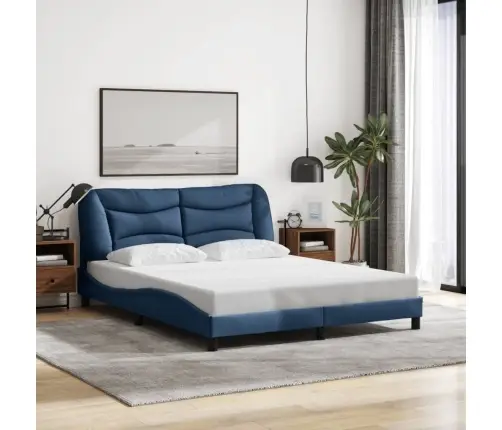 Gultas Rāmis Ar Led, Zils, 160X200 Cm, Audums Vidaxl Gultas Rāmis Ar Led, Zils, 160X200 Cm, Audums Vidaxl