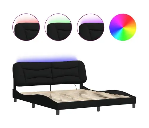 Voodiraam Led-Iga Ilma Madratsita Hvar, Must, 180X200 cm Kangas