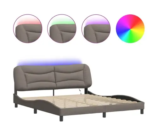 Gultas Rāmis Ar Led Bez Matrača, Pelēkbrūns, 180X200 Cm, Audums Vidaxl