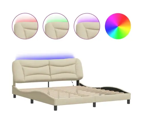 Lovos Rėmas Su Led Be Čiužinio, Hvar, Kreminės Spalvos, 180X200cm Audinys