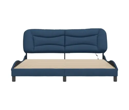 Gultas Rāmis Ar Led Bez Matrača, Zils, 180X200 Cm, Audums Vidaxl