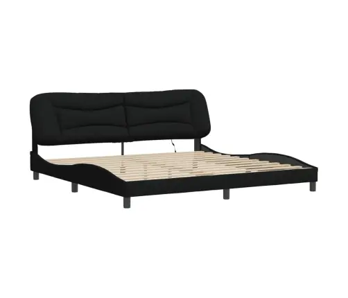 Gultas Rāmis Ar Led Bez Matrača, Melns, 200X200 Cm, Audums Vidaxl