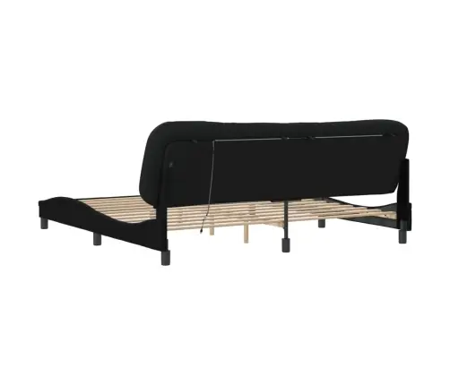 Gultas Rāmis Ar Led Bez Matrača, Melns, 200X200 Cm, Audums Vidaxl