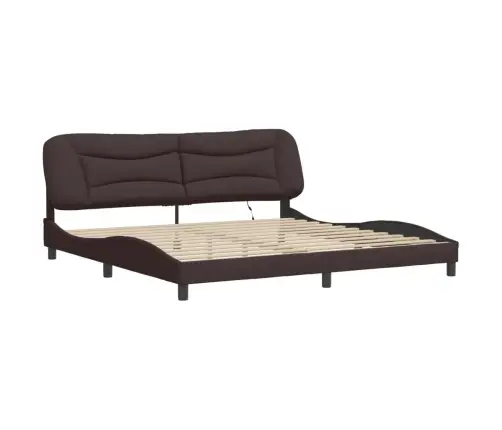 Gultas Rāmis Ar Led, Tumši Brūns, 200X200 Cm, Audums Vidaxl