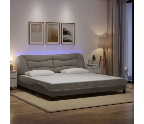 Gultas Rāmis Ar Led, Pelēkbrūns, 200X200 Cm, Audums Vidaxl Gultas Rāmis Ar Led, Pelēkbrūns, 200X200 Cm, Audums Vidaxl