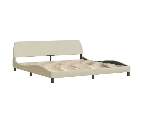 Gultas Rāmis Ar Led, Krēmkrāsa, 200X200 Cm, Audums Vidaxl