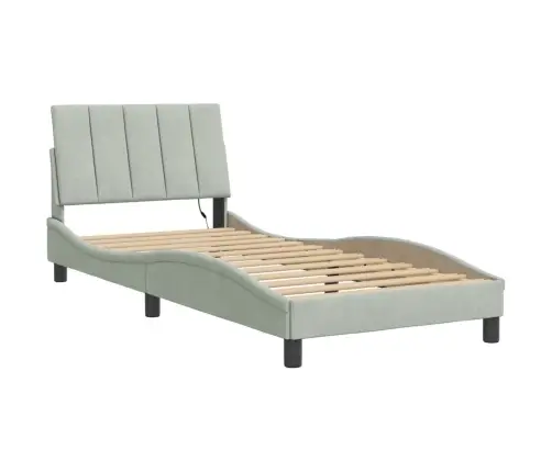 Gultas Rāmis Ar Led, Gaiši Pelēks Samts, 80X200 Cm Vidaxl