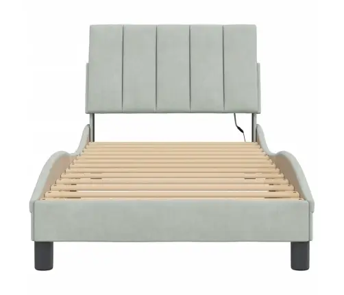 Gultas Rāmis Ar Led, Gaiši Pelēks Samts, 80X200 Cm Vidaxl