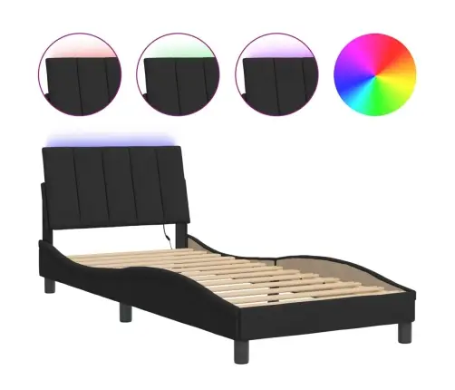 Gultas Rāmis Ar Led, Melns Samts, 80X200 Cm Vidaxl