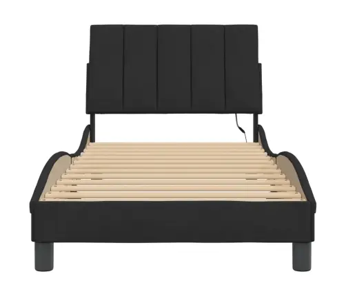 Gultas Rāmis Ar Led, Melns Samts, 80X200 Cm Vidaxl