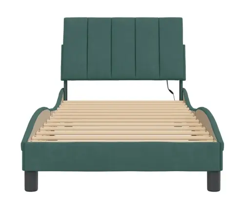 Gultas Rāmis Ar Led, Tumši Zaļš Samts, 80X200 Cm Vidaxl