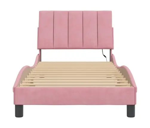 Voodiraam Led Ilma Madratsita Hanko, Roosa, 80X200 cm Samet